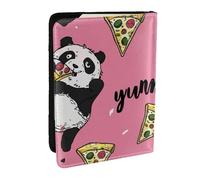 The Panda is Eating Pizza Printed Passport Holder,Travel Pu Leather Passport Cover Case Organiser for Men Women,6.5 Inch