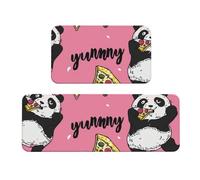 The Panda Is Eating Pizza Rug Cushioned Kitchen Rugs Sets Of 2 Comfort Standing Mat For Home Decor Sink,Kitchen Mats For Floor Non Slip Washable ，Laundr 17"X47"+17"X30"