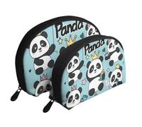 The Panda with The Crown Printed Makeup Bags 2-Piece Portable Shell Travel Toiletry Bag