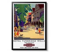 The Pantiles, Royal Tunbridge Wells Print, England Travel Poster, Vintage UK Railway Wall Art, Retro tourism Postcard Home Decor Gift Idea, Archival Matte, A1 (Framed) - 84.1x59.4cm