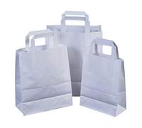 The Paper Bag Company 5x 18 x 23 x 9 cm Paper Carrier Bags with Flat Handles, Pack of 15, White