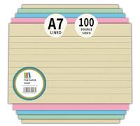 The Paper Shop Revision Flash Cards 5x3 Coloured - Lined Record Cards 155gsm (100 Cards) | Index Cards & Study Cards for GCSE Revision | Blank Flashcards for School College & Home - 100 Cards