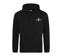 The Parachute Regiment Paratrooper Embroidered Men's Hoodie British Army Insignia Paras MOD Hooded Sweatshirt Embroidery ** 9 Colours Available ** (UK, Alpha, XL, Regular, Regular, Black)