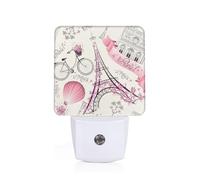 The Paris Tower and A Bicycle Led Night Light Plug in, Modern Nightlight Dusk to Dawn Sensor Wall Night Lights for Hallway Bedroom Stairway