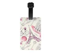 The Paris Tower and a Bicycle Print Durable PVC Luggage Tag for Suitcase Heavy Duty ID Holder Modern Business Travel Accessory