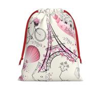 The Paris Tower And A Bicycle Print Gift Reusable Drawstring Bag For Holiday Birthday Presents Party Seasonal Storage
