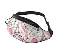 The Paris Tower and a Bicycle Print Man and Women Waist Bag Lightweight Travel Accessory for Hiking Cycling Running
