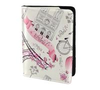 The Paris Tower and a Bicycle Print Passport Holder for Travel,Wallet Case RFID Blocking Leather Card Slot Protector