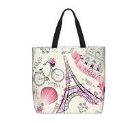 The Paris Tower And A Bicycle Print Tote Bag Large Women Casual Shoulder Bag Handbag For Outdoors Holiday Weekender Travel Gifts