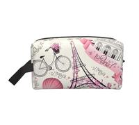 The Paris Tower and a Bicycle Print Zipper Storage Bag, Travel Accessories, toiletries Bag, Portable toiletries Bag