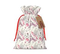 The Paris Tower And A Bicycle Printing Fashion Bag Lightweight Drawstring Pouch With Kraft Tag For Christmas Halloween
