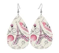 The Paris Tower And A Bicycle Teardrop Pierced Earrings For Women, Geometric Drop Earrings, Fashion Dangle Jewelry For Evening Events