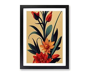 The Passionate Flowers Framed Print | A4 Black Framed Wall Art | Ready to Hang | Modern Floral Picture | Living Room Bedroom Lounge Office