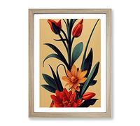 The Passionate Flowers Framed Wall Art Print A2 Oak