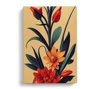The Passionate Flowers Peach Canvas Print | Gallery Wrapped 30mm Frame Wall Art | 30x20 inches | Ready to Hang | Contemporary Floral Picture | Living Room Bedroom Lounge Office