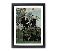 The Past And The Present By Henri Rousseau Classic Painting Framed Wall Art Print, Ready to Hang Picture for Living Room Bedroom Home Office Décor, Black A4 (34 x 25 cm)