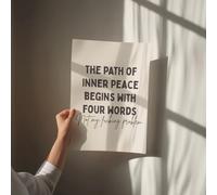 The Path Of Inner Peace, A4 Unframed Card Art Print, Not My Fucking Problem Quote, Cream and Black, Dirty Angel Face Wall Print