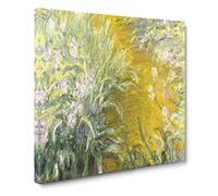 The Path Through The Irises by Claude Monet Canvas Print | Gallery Wrapped 30mm Frame Wall Art | 14x14 inches | Ready to Hang | Modern Landscape Picture | Living Room Bedroom Lounge Office