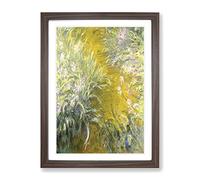 The Path Through The Irises By Claude Monet Classic Painting Framed Wall Art Print, Ready to Hang Picture for Living Room Bedroom Home Office Décor, Walnut A4 (34 x 25 cm)