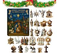 The Path to Bethlehem Advent Calendar 2025, 24 Days Christmas Countdown Calendar with 2D Religious Scene Figurines & Symbols, Christian Religious Nativity Scene, Biblical Calendars Gift for Families