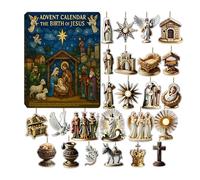 The Path to Bethlehem Advent Calendar 2025, 24 Days Jesus Advent Calendar with 2D Jesus Figurines & Symbols,Christian Religious Nativity Scene Biblical Calendars Gift for Families & Believers