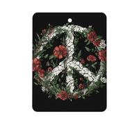 The Peace Symbol with Flowers Car Air Fresheners Gray | Funny Long Lasting Scent Hanging Automotive Scented Cards Tablets