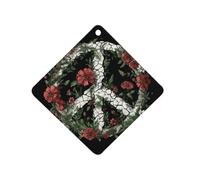 The Peace Symbol with Flowers Car Air Fresheners White | Funny Long Lasting Scent Hanging Automotive Scented Cards Tablets