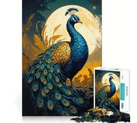 The Peacock And Full Moon Jigsaw Puzzle for Teenagers 1000 Pieces Cognitive Toy Quiet Hobby Premium Edge (38x26cm)