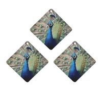 The Peacock Car Air Freshener, 3 Pcs Rhombus Hanging Air Freshener Cards, Long Lasting Fragrance Scented Cards for Car, Home, Office Gray-style
