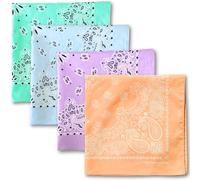 The Peacock Crew Colorful Bandanas Pack - Premium Soft Cotton Designer Bandanas for Men and Women, Pack of 4 Pastel, 4 Pack