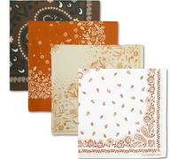 The Peacock Crew Premium Soft Cotton Bandanas Pack for Men and Women Paisley 22 x 22 inches, Pack of 4 the Earthy Romance, 4 Pack