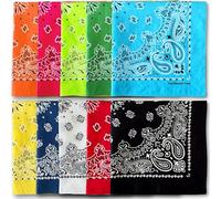 The Peacock Crew Premium Soft Cotton Designer Bandanas Pack for Men and Women 22 x 22 inches, Pack of 10 Multicolor, 10 Pack