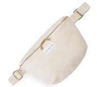 The Peacock Crew Spacious Beige Off White Crossbody Belt Bag in Cotton Canvas - Lightweight Comfortable & Elegant Sling Pouch Travel Safe Design & Daily Use - Dual Zippers Fanny Pack for Men & Women
