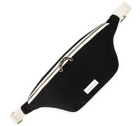 The Peacock Crew Spacious Black Crossbody Belt Bag in Cotton Canvas - Lightweight Comfortable & Elegant Sling Pouch Travel Safe Design & Daily Use - Dual Zippers Fanny Pack for Men & Women