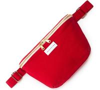 The Peacock Crew Spacious Red Crossbody Belt Bag in Cotton Canvas - Lightweight Comfortable & Elegant Sling Pouch Travel Safe Design & Daily Use - Dual Zippers Fanny Pack for Men & Women