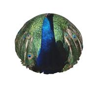 The Peacock Double Layer Waterproof Shower Cap, Extra Large Soft Elastic Band, Reusable Bath Cap For Women Men,Full Print Design