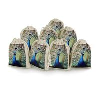 The Peacock Empty Sachet Bags 8 PCS Cotton with Drawstring Small Cloth Gift Pouches 6.7x4.9 Inch Drawstring for Spice Tea Jewelry Wedding Party