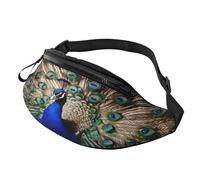 The Peacock Fanny Pack Waist Bag for Men Women Bum Bag with Headphone Jack and Adjustable Belt for Biking Running Jogging Traveling Outdoors Workout Cycling Fitness Hiking