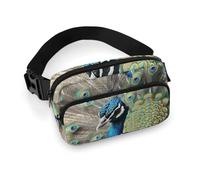 The Peacock Fanny Pack Waterproof External Pocket Portable Waist Pack Outdoor Adjustable Strap Lightweight Waist Bag for Workout Traveling Casual Running Hiking Cycling