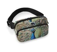 The Peacock Fanny Packs with Zipper, Personalized Waist Bags with Multiple Pockets, Adjustable Sling Bag for Travel, Waterproof Belt Bag, Crossbody Bags