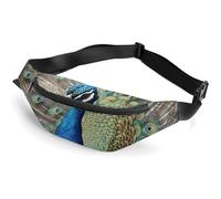 The Peacock Fanny Packs with Zipper, Personalized Waist Bags with Multiple Pockets, Adjustable Sling Bag for Travel, Waterproof Belt Bag, Crossbody Bags for Unisex