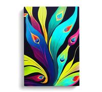 The Peacock Feathers Abstract Blue, Teal, Green Canvas Print for Living Room Bedroom Home Office Décor, Wall Art Picture Ready to Hang, 30x20 Inch (76x50 cm)