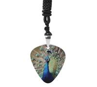 The Peacock Guitar Pick Necklace Exquisite Cool Pendant Necklaces Titanium Steel Personalized Necklaces Fashion Guitar Pick Holder Necklace Unisex Unique Gifts