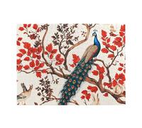 The Peacock Is On The Red Tree Wooden Puzzle 500 Piece Jigsaw Puzzle for Adults Challenging Puzzle for Game Size 15"x20.4"
