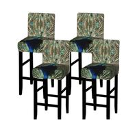 The Peacock Print Bar Stool Covers Stretch Counter Height Chairs Covers