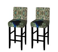 The Peacock Print Bar Stool Covers Stretch Counter Height Chairs Covers