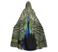 The Peacock Print Hooded Cloak Cape Costume Robe