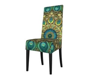 The Peacock Spreading Its Tail Symbol Dining Chair Slipcover - Soft Stretch Protector Cover For Armless Chairs, Ideal For Home, Restaurant, Party And Daily Use
