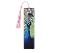 The Peacock Wooden Bookmark 5pcs for Book Lovers,DIY Wood Craft Bookmarks with Colorful Tassels Wooden Gift Tags Labels Rectangle Bookmarks Ornaments Unusual Gift for Men Women