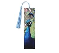 The Peacock Wooden Bookmark 5pcs for Book Lovers,DIY Wood Craft Bookmarks with Colorful Tassels Wooden Gift Tags Labels Rectangle Bookmarks Ornaments Unusual Gift for Men Women